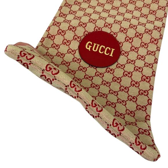 Gucci Red Leather GG Monogram Long Top Handle Canvas BAg - Picture 10 of 10